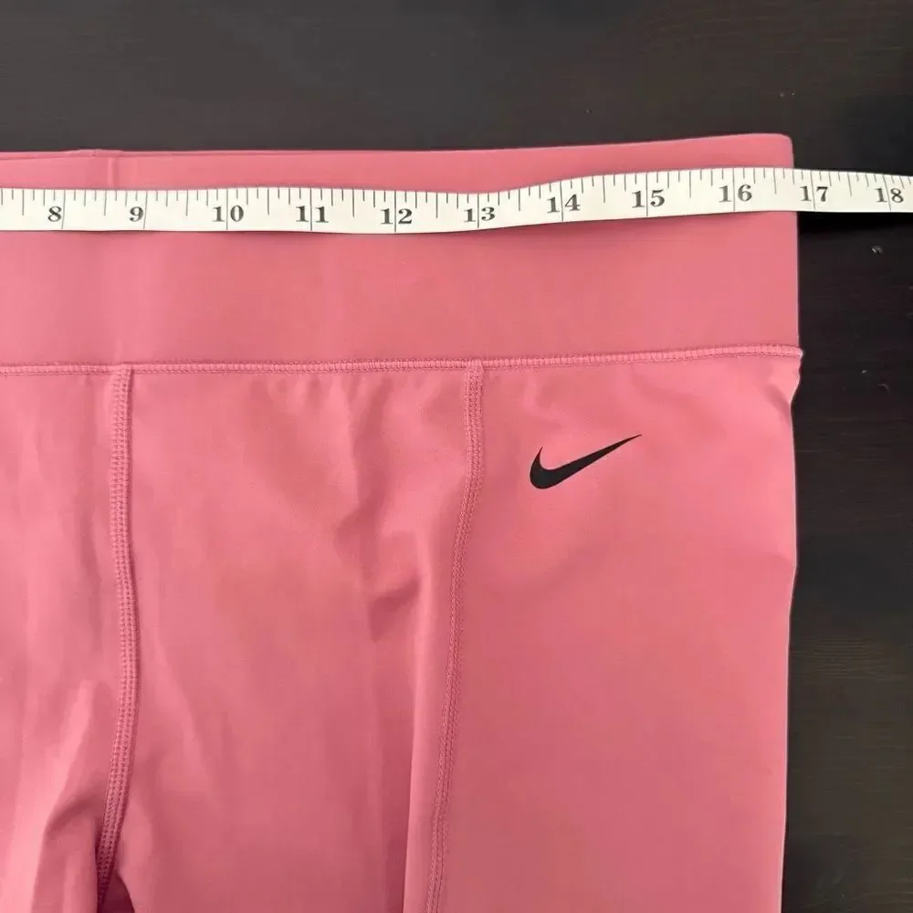 Nike Dri Fit Leggings Womens Sz XL Pink Logo Ankle Athleisure Workout Gym Yoga